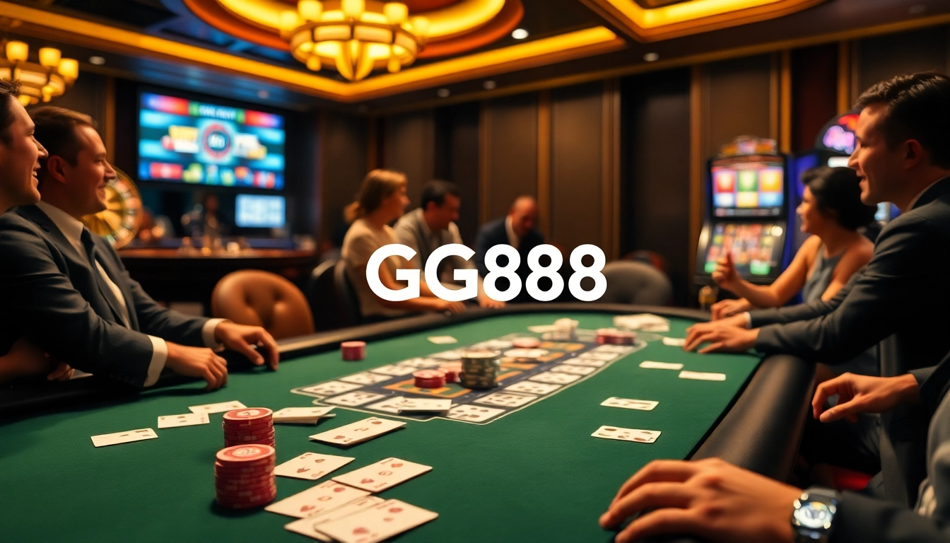 Experience the thrilling atmosphere of GG88 with professionals engaged in poker and roulette.