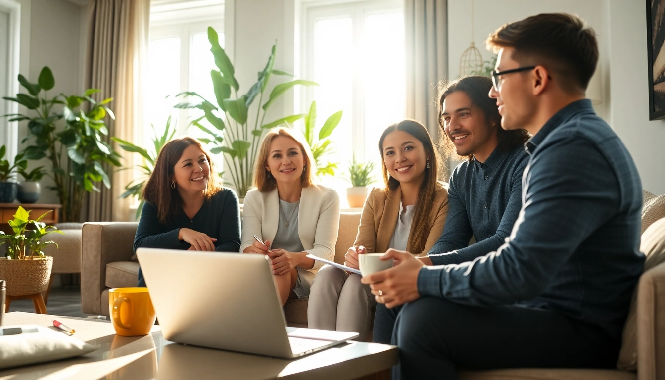 Engaging discussion about home warranty coverage options in a cozy living room.