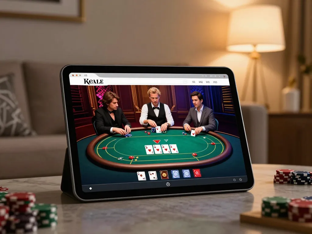 Experience 88xeng's dynamic online poker game on a modern tablet in a cozy setting.