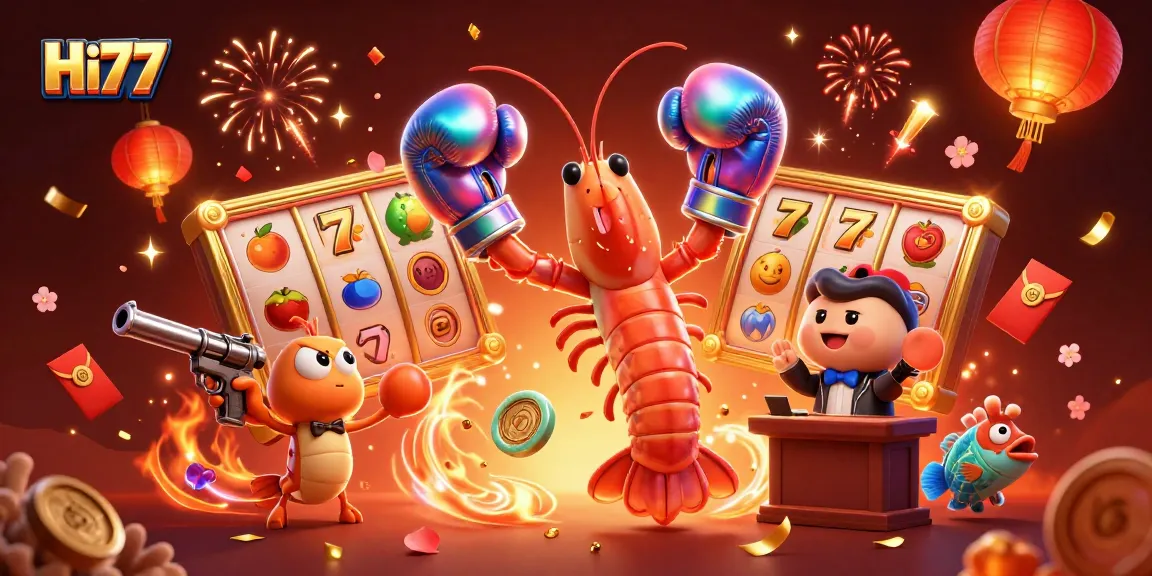 Hit the jackpot with Hi77 in this colorful casino extravaganza featuring vibrant sea creatures!