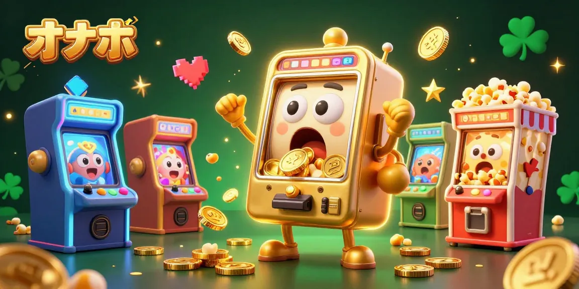 Engage with オナホ as a lively slot machine hits a jackpot, surrounded by arcade game excitement.