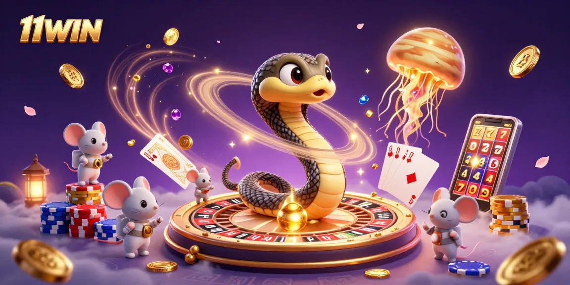 Experience 11WIN excitement as astronauts bet on a cosmic roulette wheel in a vibrant casino illustration.