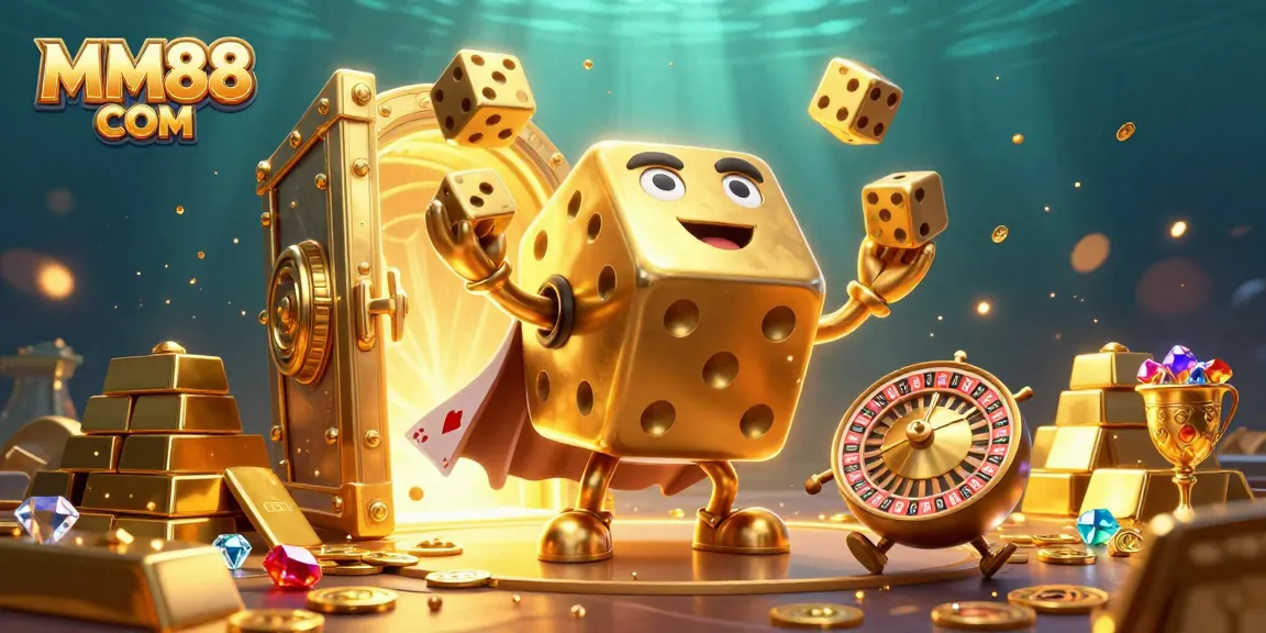 Winning strategies await with MM88 COM in a vibrant 3D cartoon casino-themed scene.