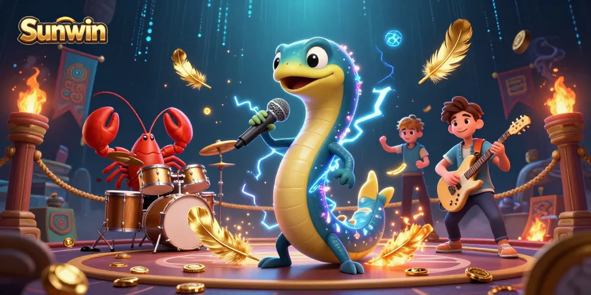 Sunwin casino experience features a DJ eel, lobster drummer, and seahorse guitarist in an underwater stage.