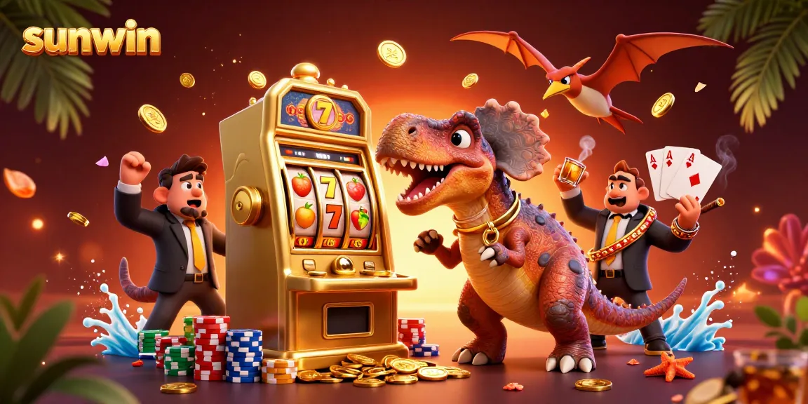 Witness sunwin's thrilling casino world with a pachycephalosaurus and jackpot slots.